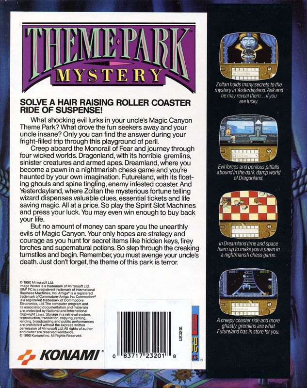 Back Cover for Theme Park Mystery (Amiga)