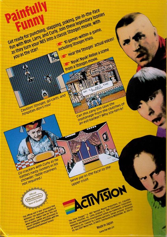 Back Cover for The Three Stooges (NES)