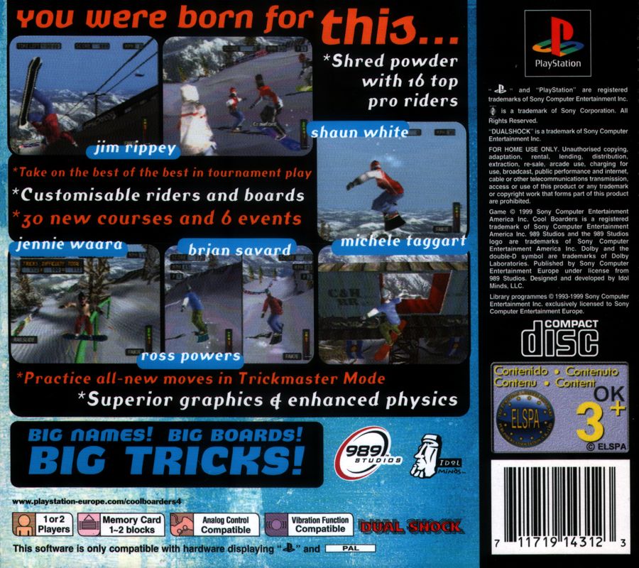 Back Cover for Cool Boarders 4 (PlayStation)