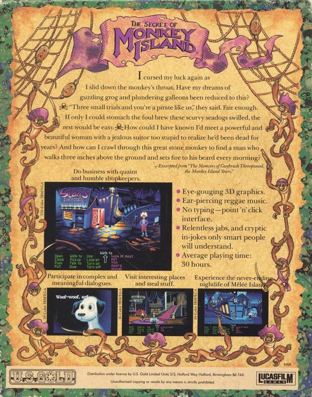 Back Cover for The Secret of Monkey Island (Amiga)