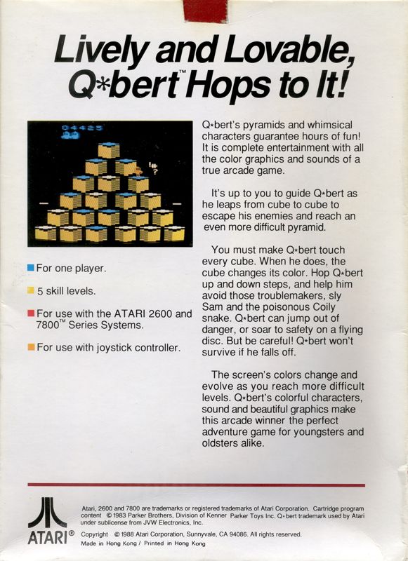 Back Cover for Q*bert (Atari 2600) (1988 release)