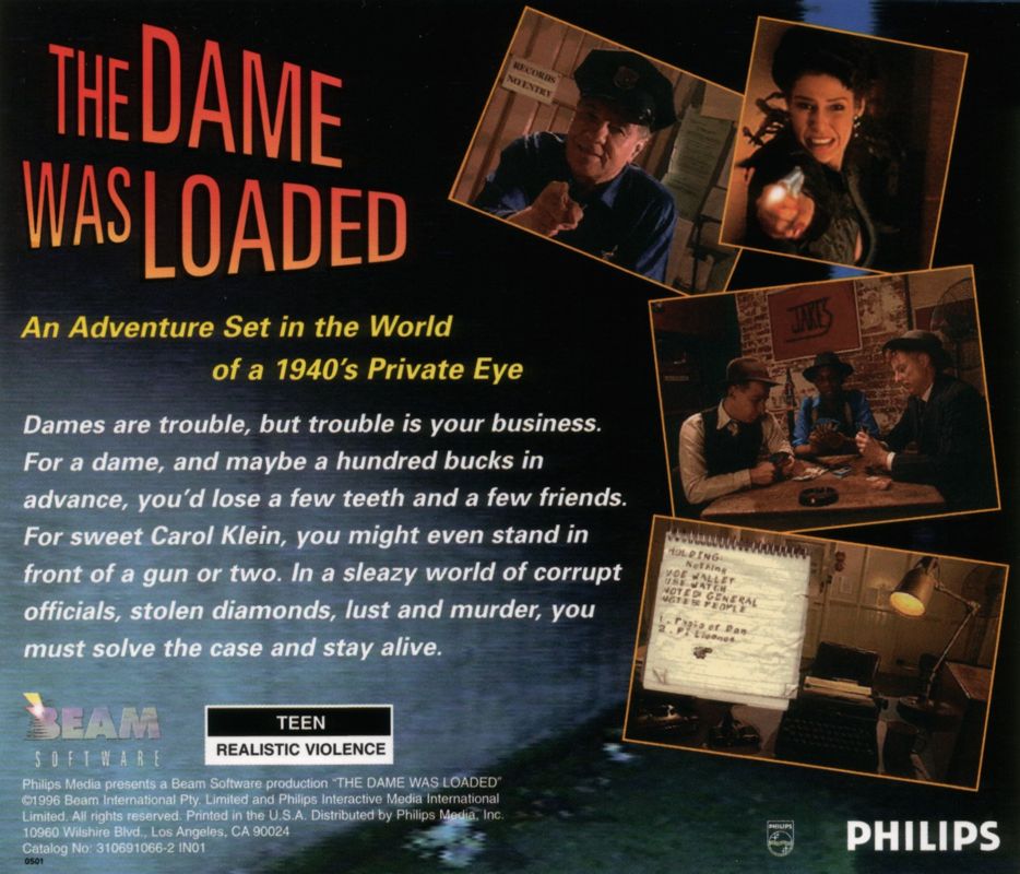 Other for The Dame Was Loaded (DOS): Jewel Case - Back