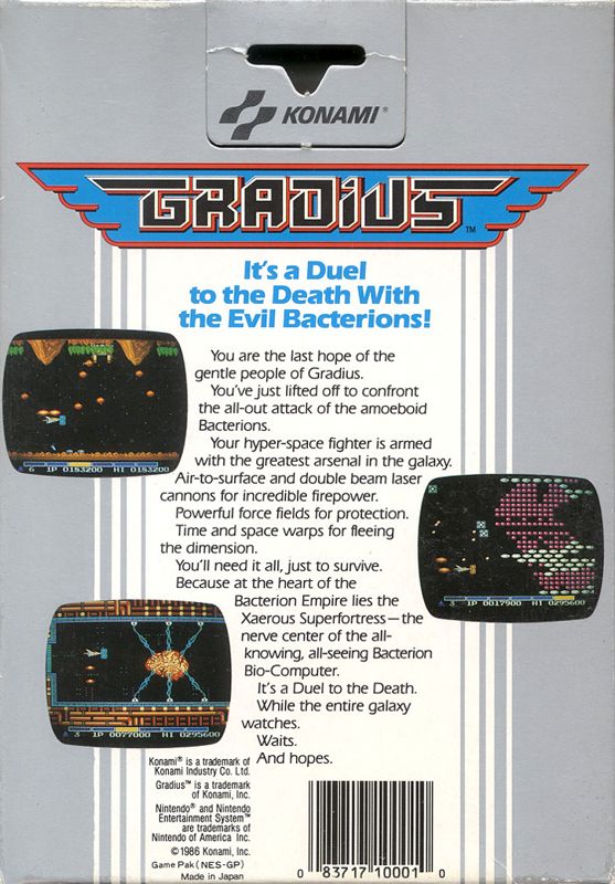 Back Cover for Gradius (NES)