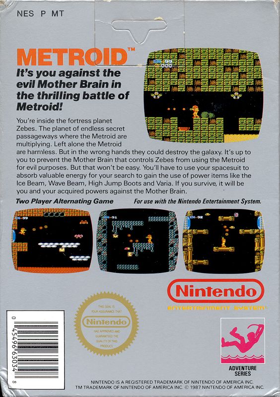 Back Cover for Metroid (NES) (First release)