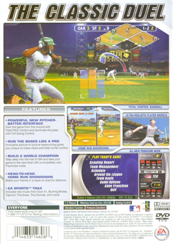 Back Cover for MVP Baseball 2003 (PlayStation 2)