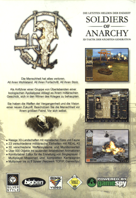 Back Cover for Soldiers of Anarchy (Windows)