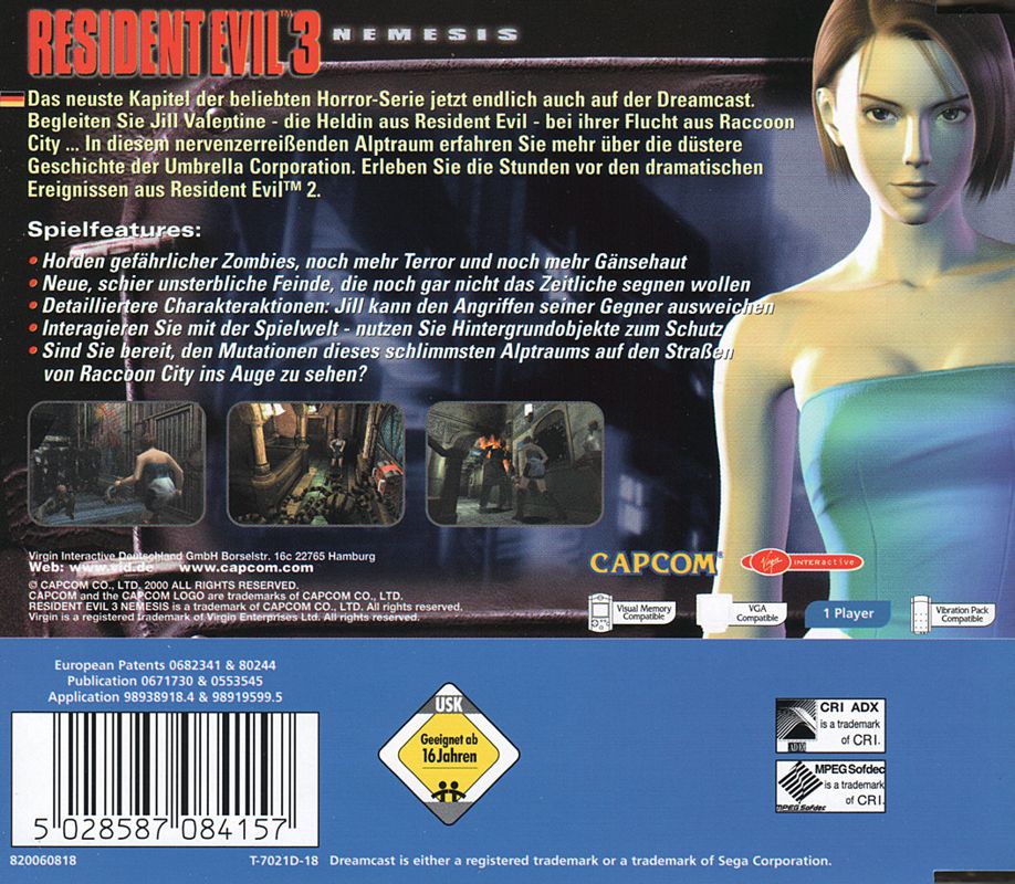 Resident Evil 3 Nemesis Cover Or Packaging Material Mobygames 9010