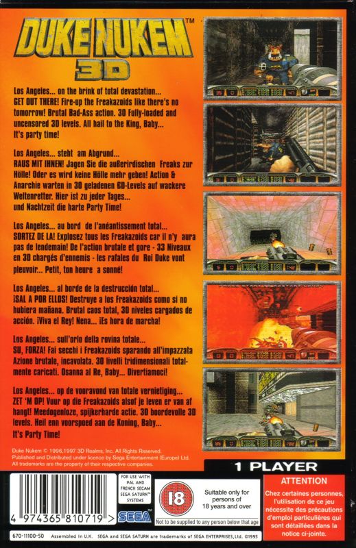 Back Cover for Duke Nukem 3D (SEGA Saturn)