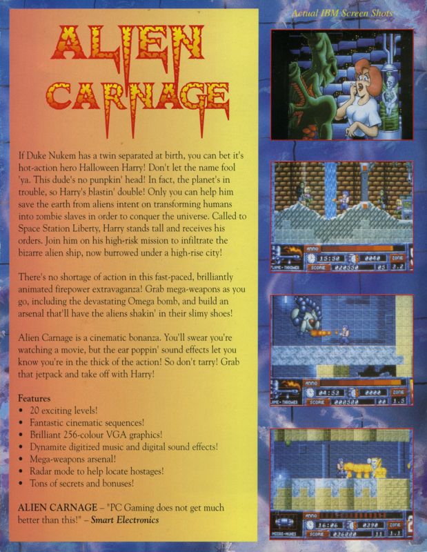 Back Cover for Alien Carnage (DOS)