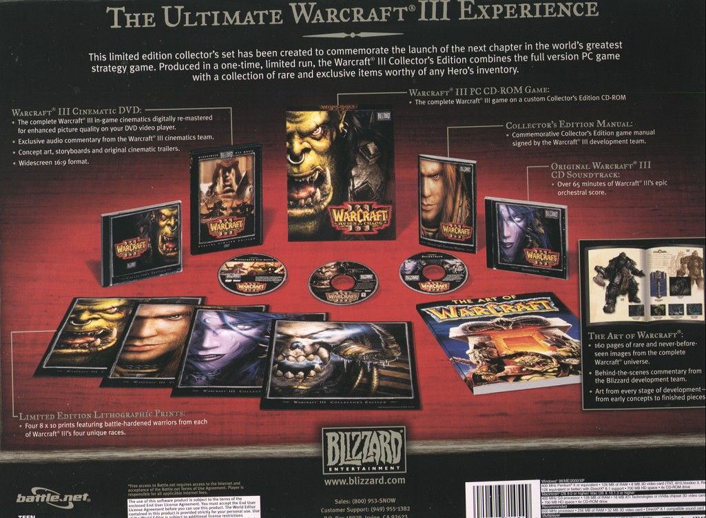 Back Cover for WarCraft III: Reign of Chaos (Collector's Edition) (Macintosh and Windows)