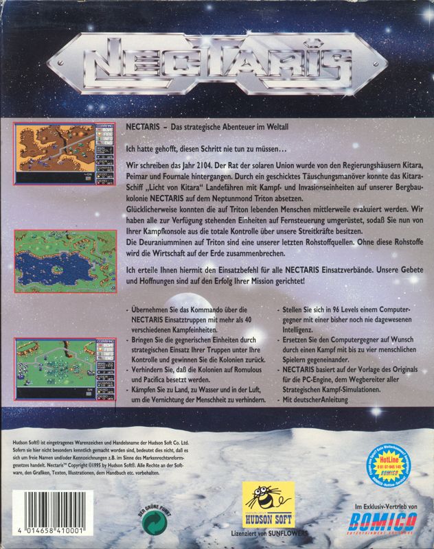 Back Cover for Nectaris (DOS)