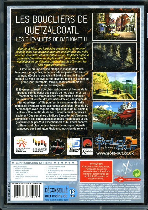 Back Cover for Broken Sword: The Smoking Mirror (Windows) (The White Label / Sold Out Software release)