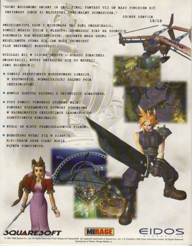 Back Cover for Final Fantasy VII (Windows)