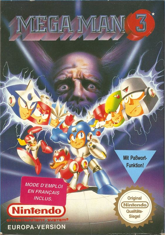 Front Cover for Mega Man 3 (NES) (Import with German manual and black-and-white French manual)