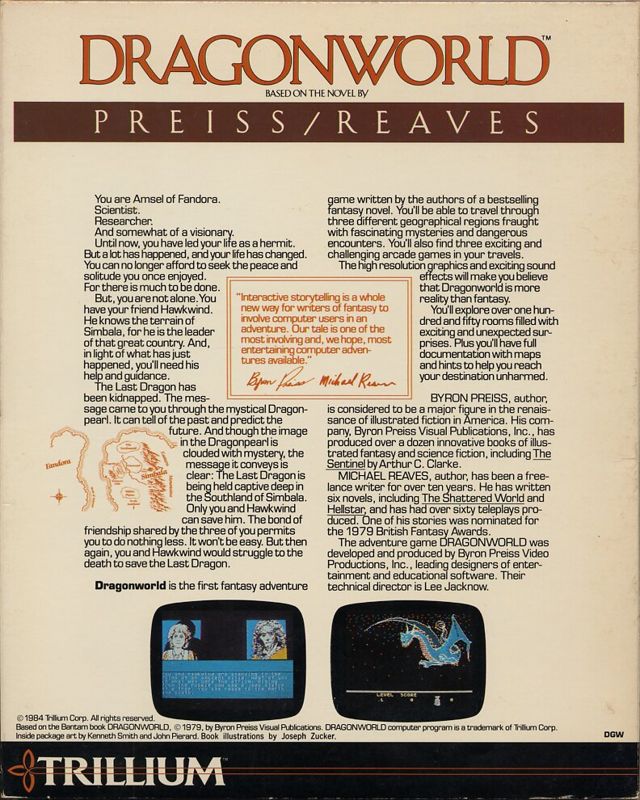 Back Cover for Dragonworld (Commodore 64) (Folder packaging)