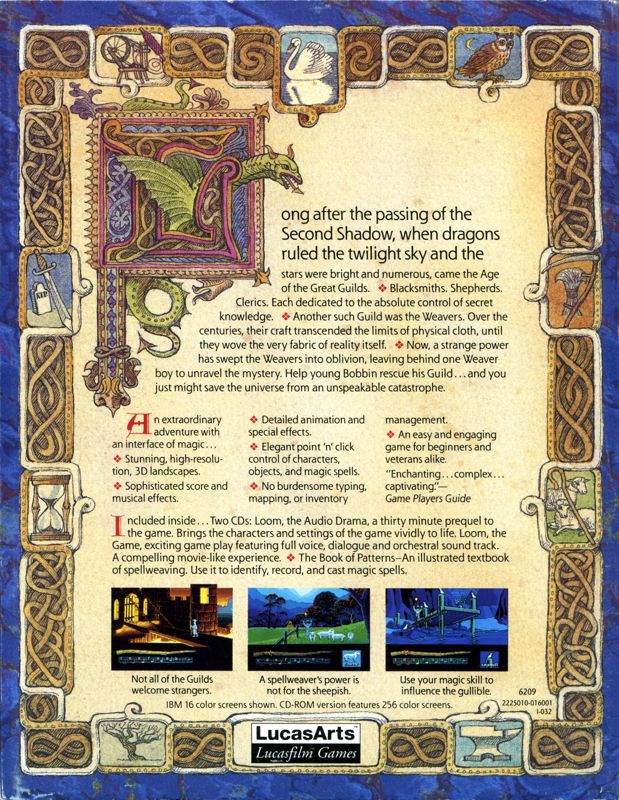 Back Cover for Loom (DOS) (CD-ROM release)