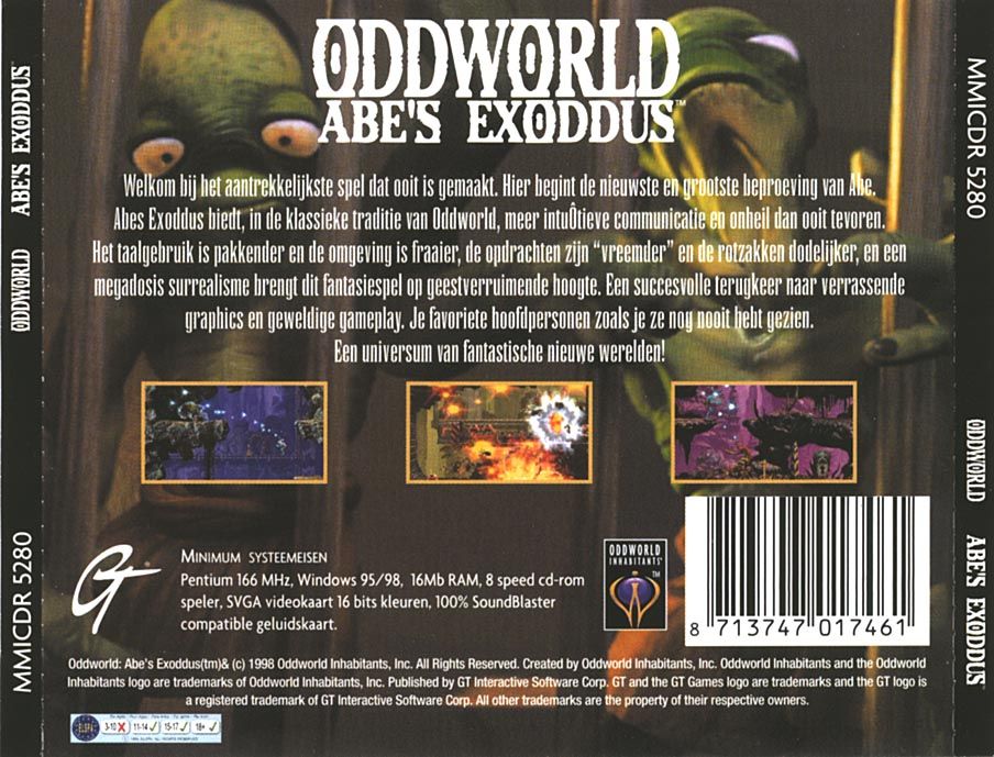 Back Cover for Oddworld: Abe's Exoddus (Windows)
