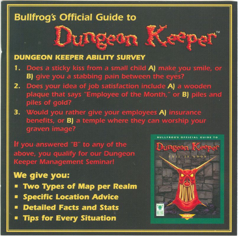 Other for Dungeon Keeper (DOS and Windows): Jewel Case - Left Inlay