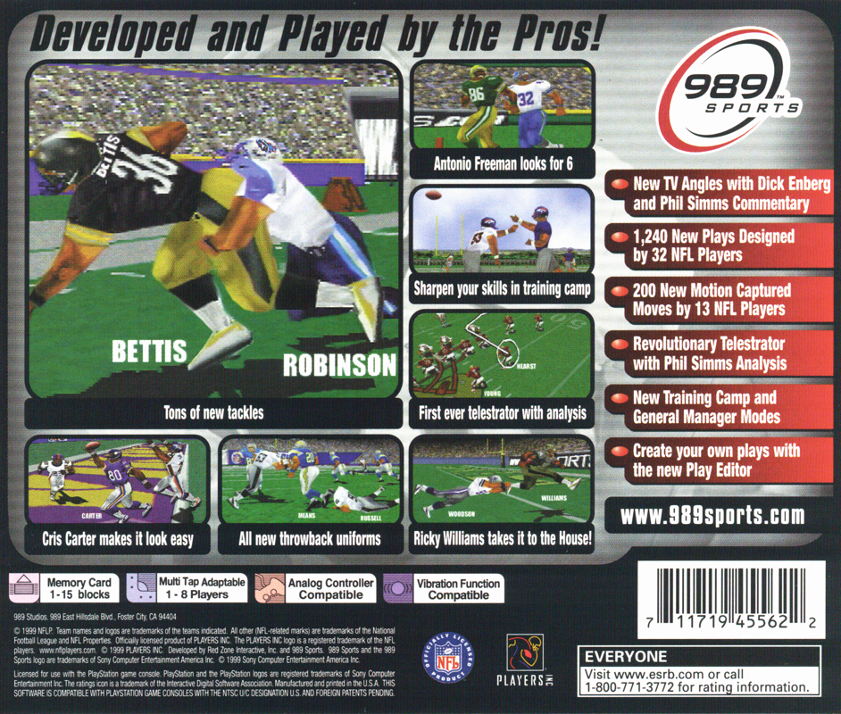 Back Cover for NFL GameDay 2000 (PlayStation)