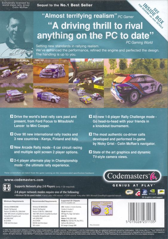 Back Cover for Colin McRae Rally 2.0 (Windows)