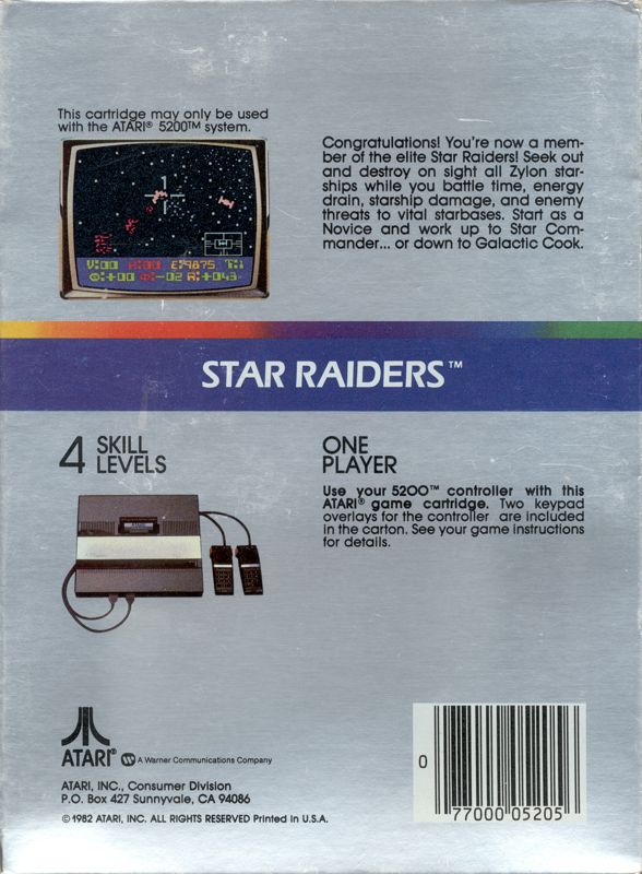 Back Cover for Star Raiders (Atari 5200)