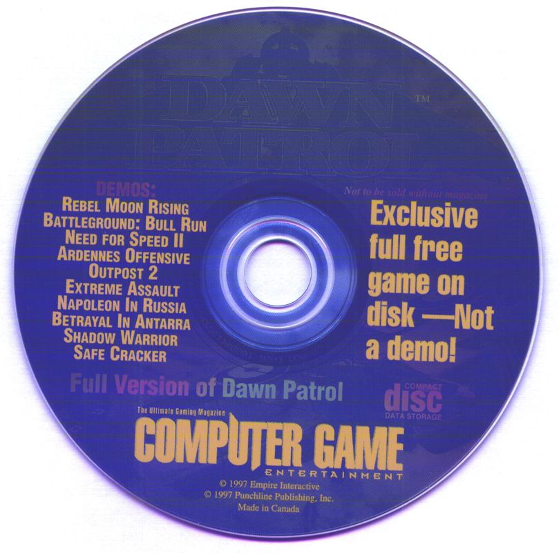 Media for Dawn Patrol (DOS) (Computer Game Entertainment Magazine Release)