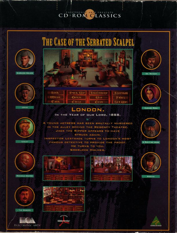 Back Cover for The Lost Files of Sherlock Holmes (DOS) (EA CD-ROM Classics release)