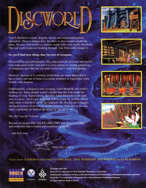 Back Cover for Discworld (DOS) (3.5" Disk Version)