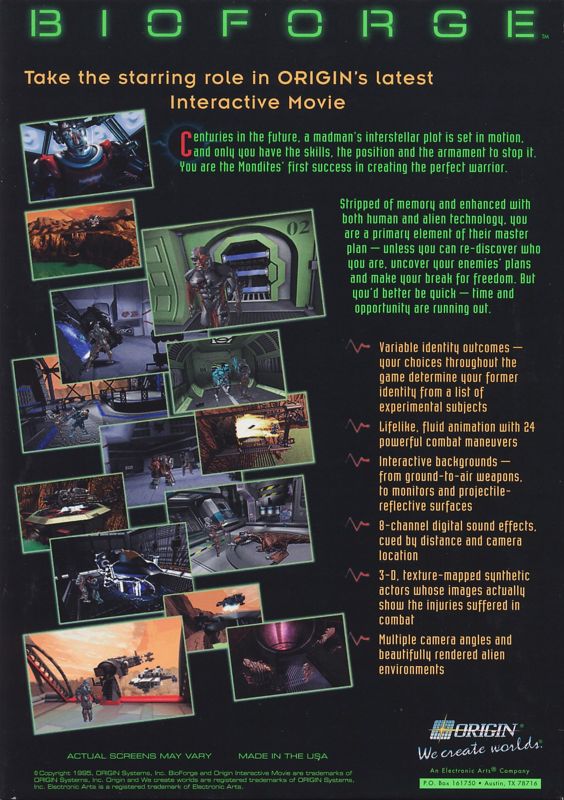 Back Cover for BioForge (DOS)