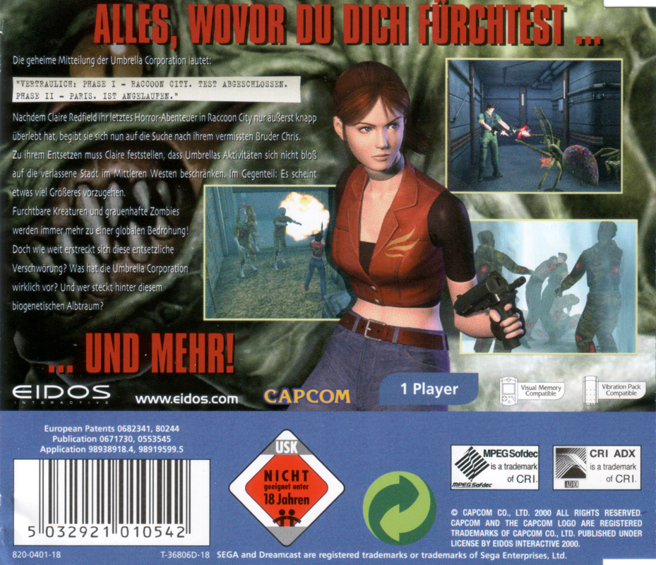 Resident Evil: Code: Veronica X cover or packaging material - MobyGames