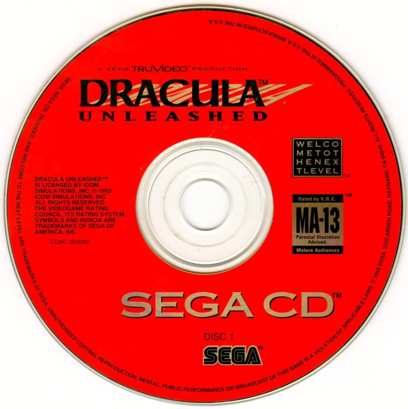 Media for Dracula Unleashed (SEGA CD): Disc 1/2