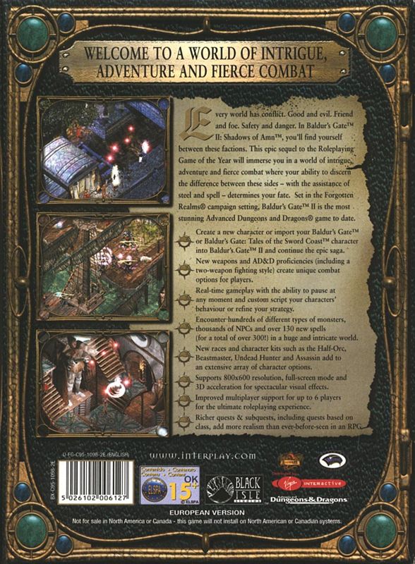 Baldur's Gate II: Shadows of Amn cover or packaging material - MobyGames