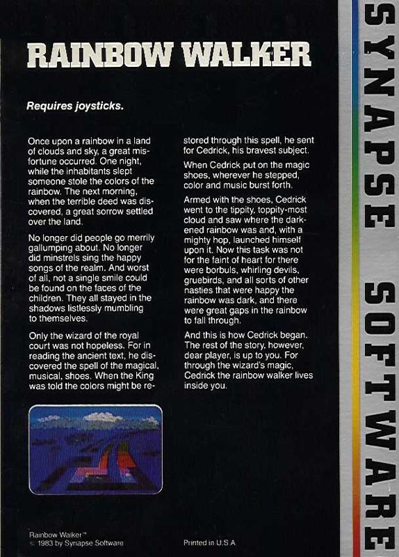 Back Cover for Rainbow Walker (Atari 8-bit)