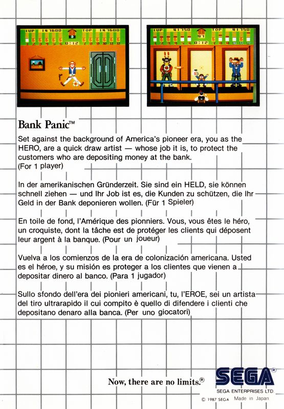 Back Cover for Bank Panic (SEGA Master System) (Sega Card version)