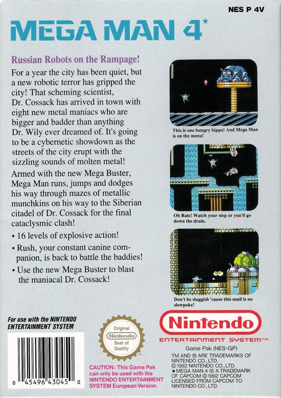 Back Cover for Mega Man 4 (NES)