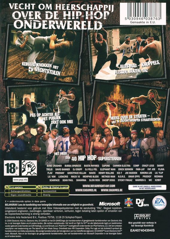 Back Cover for Def Jam: Fight for NY (Xbox)