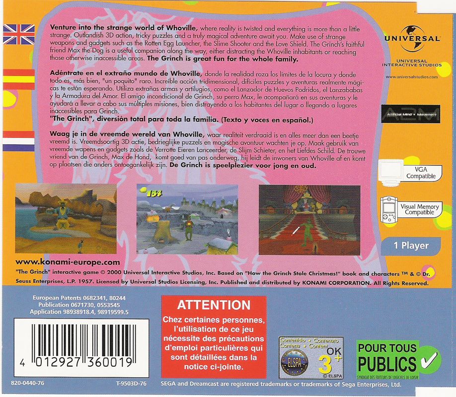 Back Cover for The Grinch (Dreamcast)