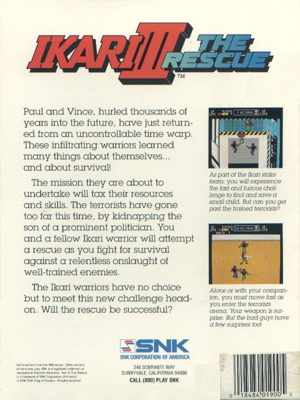 Back Cover for Ikari III: The Rescue (DOS)