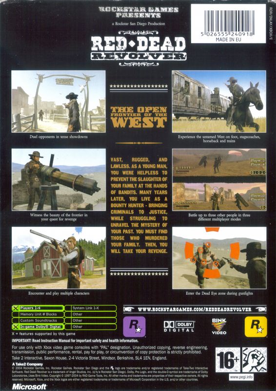 Back Cover for Red Dead Revolver (Xbox)
