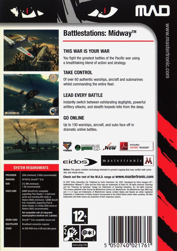 Back Cover for Battlestations: Midway (Windows) (MAD (Mastertronic Added Dimension) release)