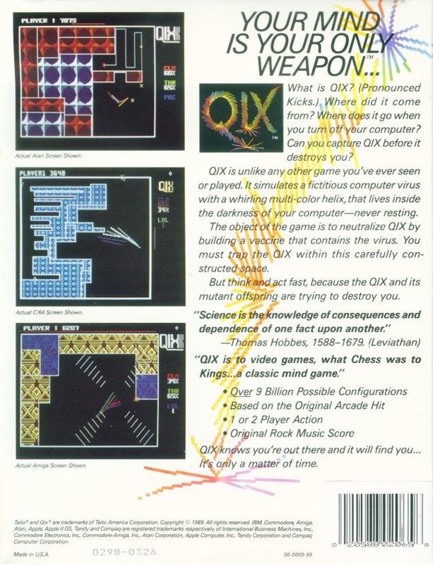 Back Cover for QIX (Apple II)
