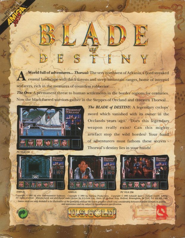 Front Cover for Realms of Arkania: Blade of Destiny (Amiga)