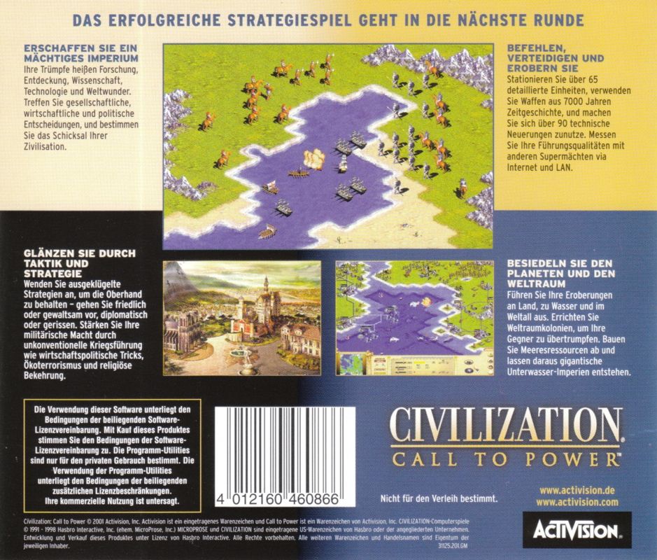 Back Cover for Civilization: Call to Power (Windows) (Software Pyramide v1.2 re-release (.pdf-manual only))