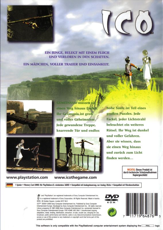 Back Cover for Ico (PlayStation 2) (Re-Release)