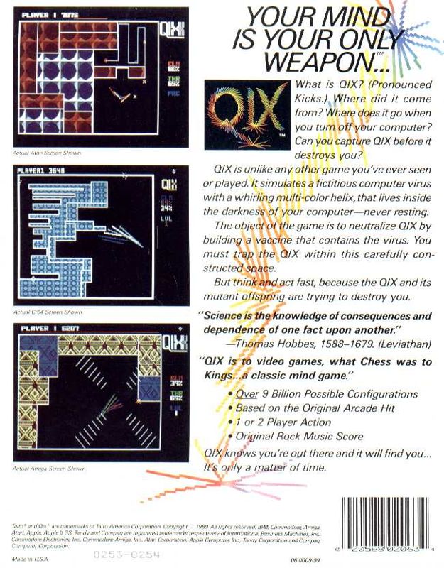 Back Cover for QIX (Amiga)