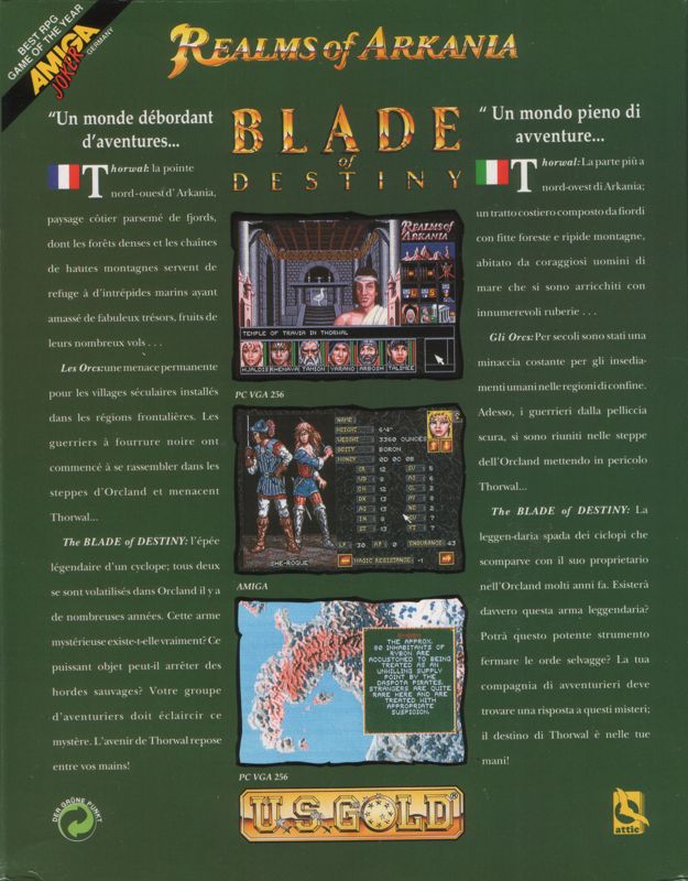 Other for Realms of Arkania: Blade of Destiny (Amiga): Box - Back