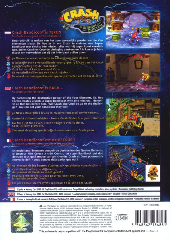 Back Cover for Crash Bandicoot: The Wrath of Cortex (PlayStation 2)