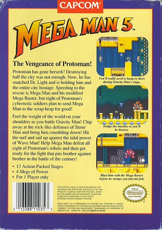 Back Cover for Mega Man 5 (NES)