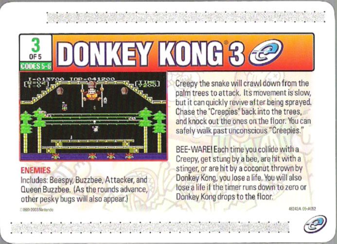 Media for Donkey Kong 3 (Game Boy Advance) (e-Reader): e-Card 3