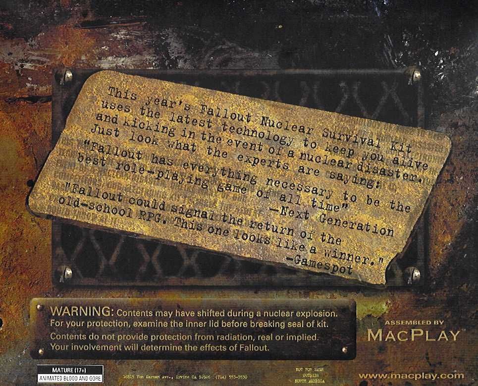 Back Cover for Fallout (Macintosh)